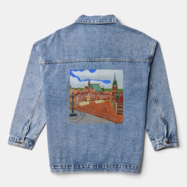 Warsaw, Poland Denim Jacket  (Back)