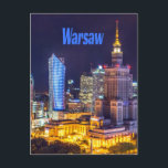Warsaw Poland Night Skyline Warsaw Spire Postcard<br><div class="desc">Warsaw Poland Night Skyline
Palace of Culture and Science
Warsaw Spire</div>