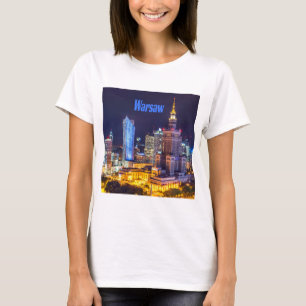 Warsaw Poland Night Skyline Warsaw Spire T-Shirt