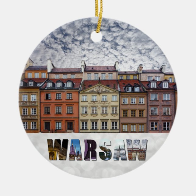 Warsaw Poland Old Town Travel Photos Christmas Ceramic Ornament (Front)