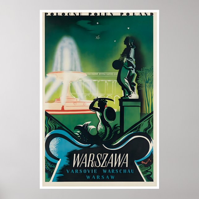 Warsaw Poland Poster Travel Print Polish Art (Front)