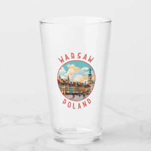 Warsaw Poland Retro Distressed Circle Glass