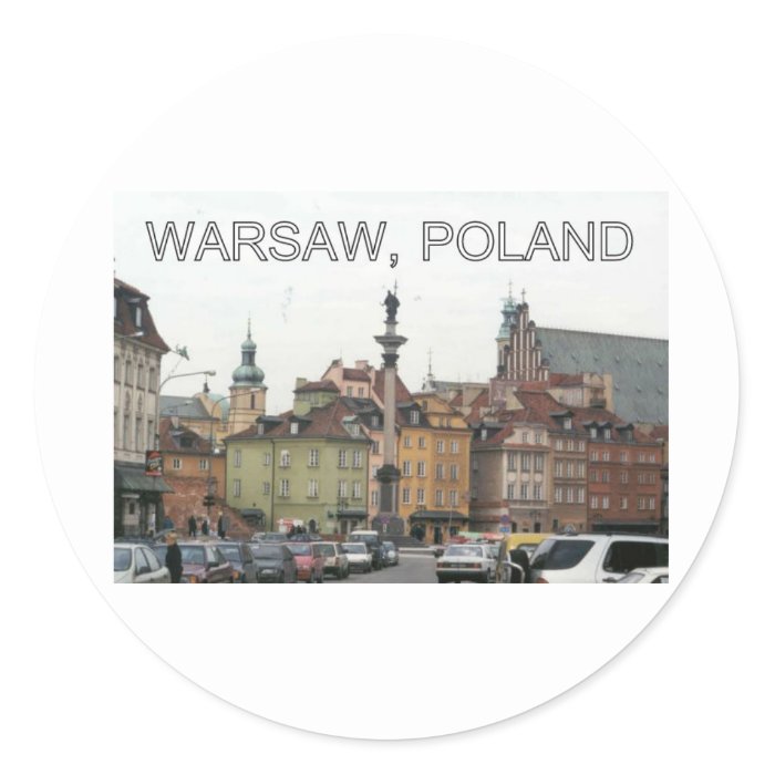 WARSAW POLAND STARE MIASTO OLD TOWN ROUND STICKER
