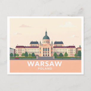 Warsaw Poland The Royal Castle Pastel Travel Postcard