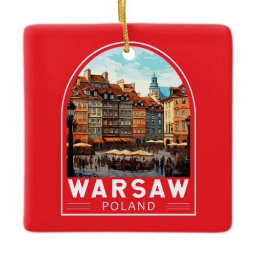 Warsaw Poland Travel Art Vintage Ceramic Ornament