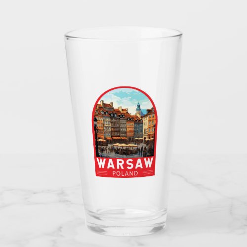 Warsaw Poland Travel Art Vintage Glass