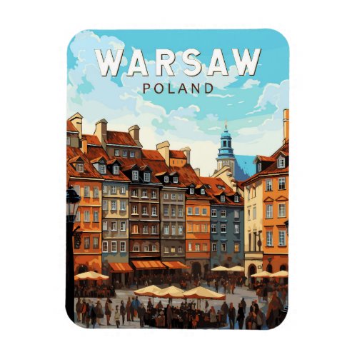 Warsaw Poland Travel Art Vintage Magnet