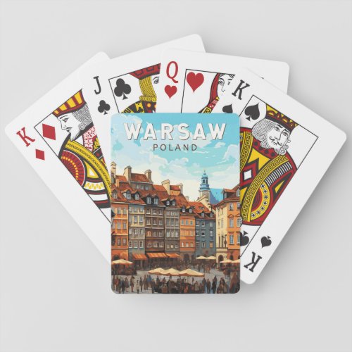 Warsaw Poland Travel Art Vintage Poker Cards