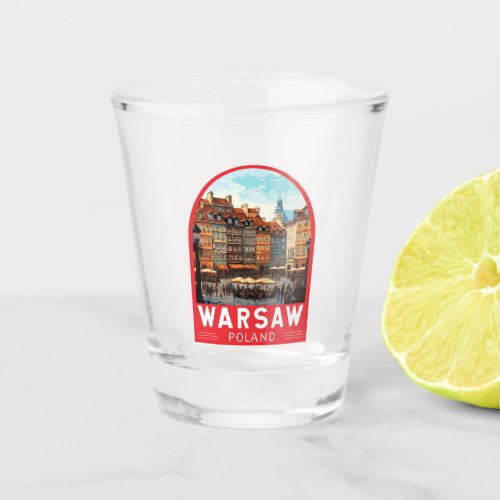 Warsaw Poland Travel Art Vintage Shot Glass