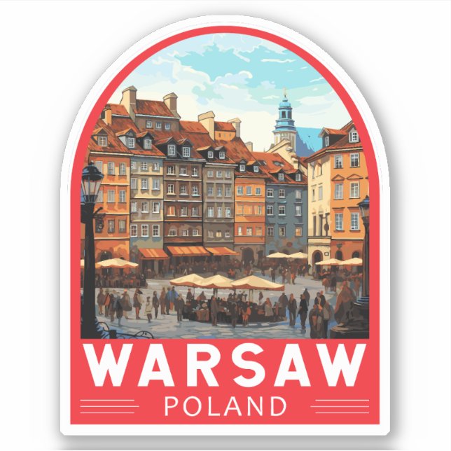 Warsaw Poland Travel Art Vintage Sticker (Front)