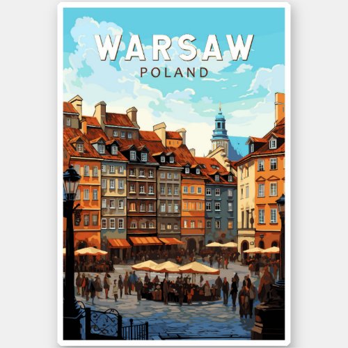 Warsaw Poland Travel Art Vintage Sticker