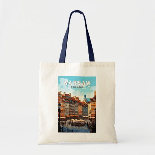 Warsaw Poland Travel Art Vintage Tote Bag