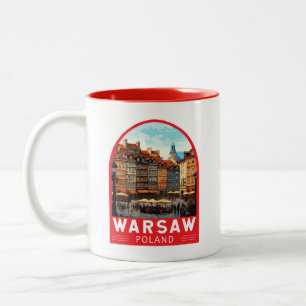 Warsaw Poland Travel Art Vintage Two-Tone Coffee Mug