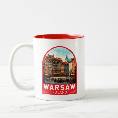 Warsaw Poland Travel Art Vintage Two_Tone Coffee Mug