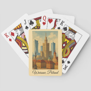 Warsaw Poland Vintage Travel Art Poker Cards