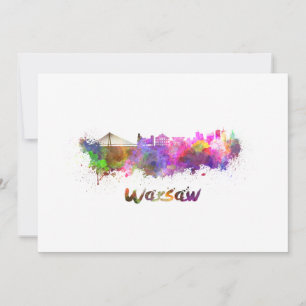 Warsaw skyline in watercolor