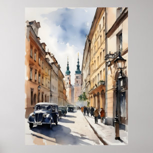 Warsaw watercolor art poster