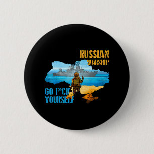 Warship Ukraine Map Pride Vintage Ukraine Postage Button