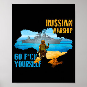 Warship Ukraine Map Pride Vintage Ukraine Postage Poster