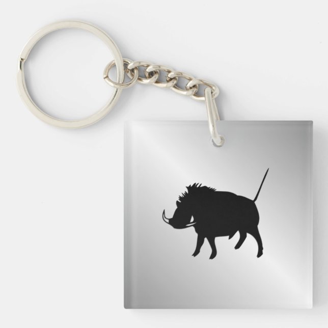 Wart Hog Silver Keychain (Front)