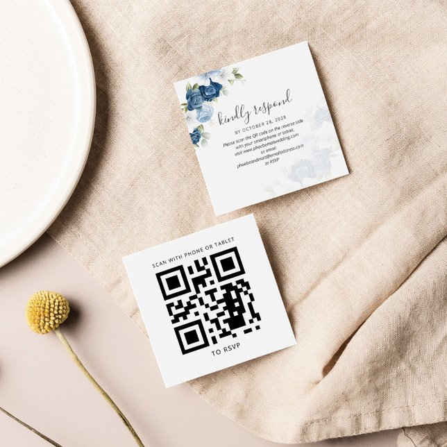 Wartercolor Floral QR Code Wedding RSVP Card (Creator Uploaded)