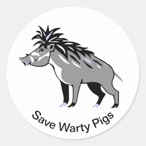 Warthog_ Cool Save Warty PIGS _Wildlife Classic Round Sticker