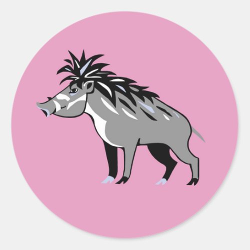 Warthog _ Cute pink Warty PIG _ Wildlife _Nature Classic Round Sticker