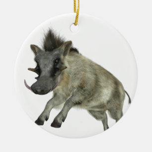 Warthog Jumping to Right Ceramic Ornament