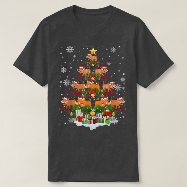 Warthog Santa Xmas Tree Lights Wildlife Ugly Chris T-Shirt (Design Front)
