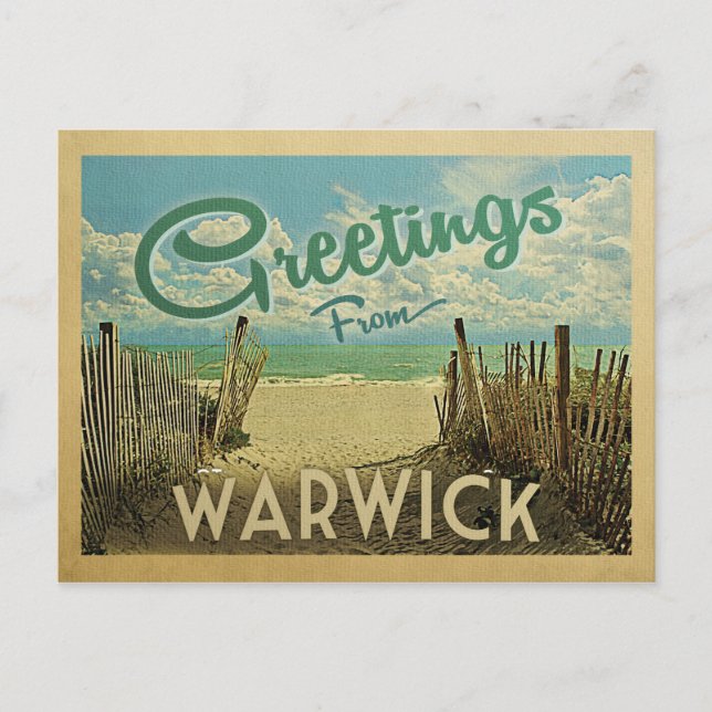 Warwick Beach Vintage Travel Postcard (Front)