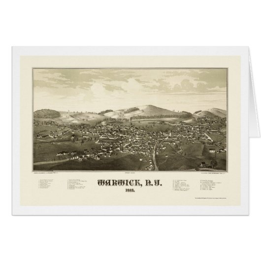Warwick, NY Panoramic Map - 1887 Cards (Front Horizontal)