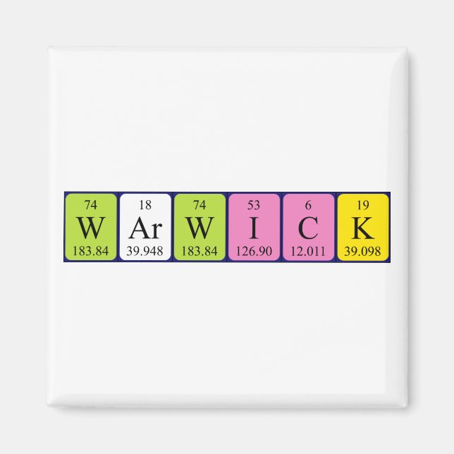 Warwick periodic table name magnet (Front)