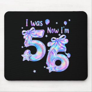 Was 5 6 Baseball Lovers 6th Birthday Girl Cute Bow Mouse Pad