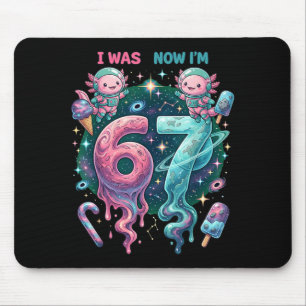 was 6 7 Birthday 67 Meme Cosmic Axolotl Kids Boys Mouse Pad