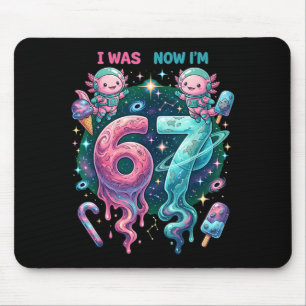 was 6 7 Birthday 67 Meme Cosmic Axolotl Kids Boys Mouse Pad