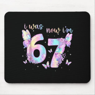 Was 6 7 birthday girl kids butterfly 7th birthday mouse pad