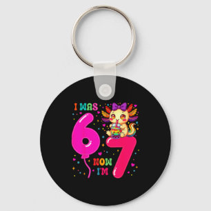 Was six seven 6 7 axolotl 67 meme 7th birthday keychain
