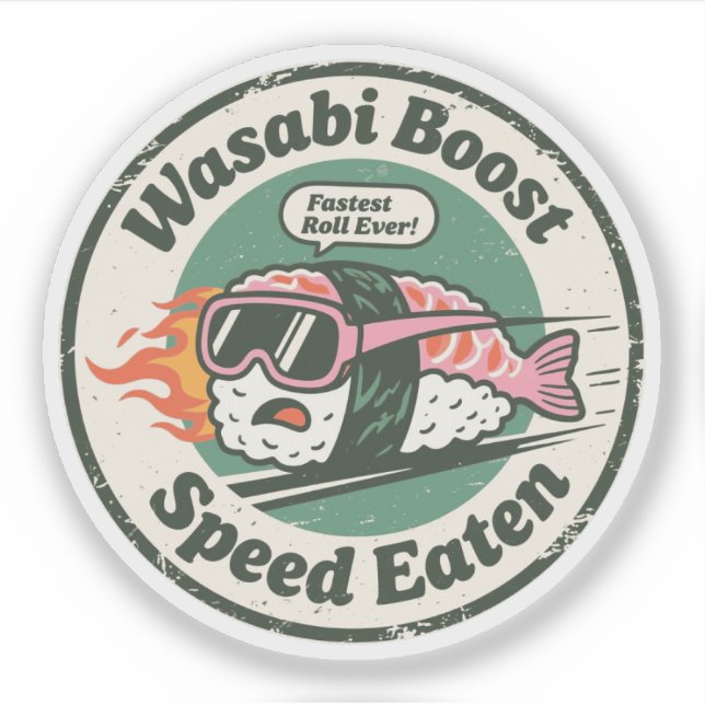 Wasabi Boost Speed Eaten Racing Sushi Sticker (Front)