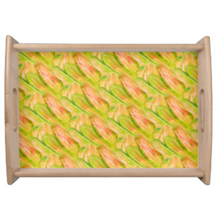 Wasabi Green Earthy Art Abstract Floral Serving Tray