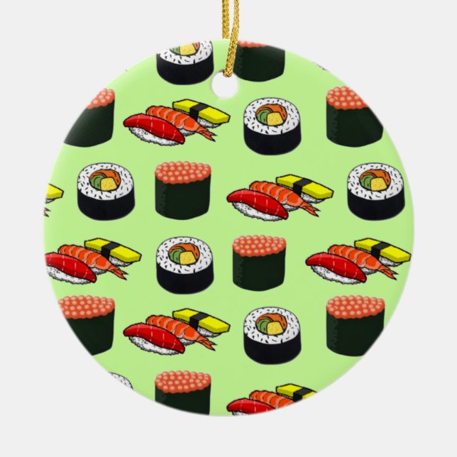 Wasabi Green Sushi Ceramic Ornament (Front)