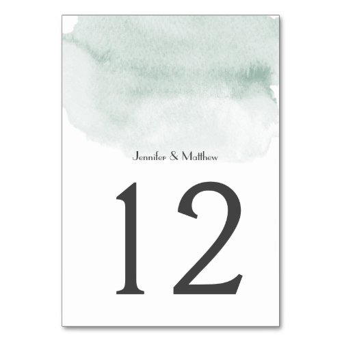 Wasabi Green Watercolor Wash  Table Number