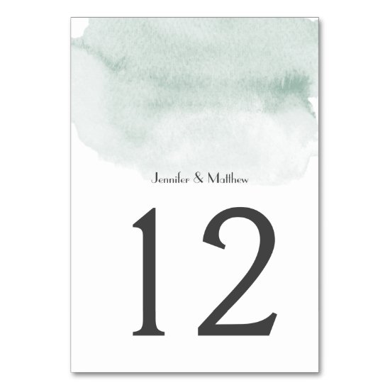 Wasabi Green Watercolor Wash | Table Number