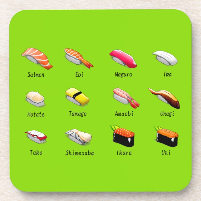 Wasabi sushi Japanese cute food Beverage Coaster (Front)