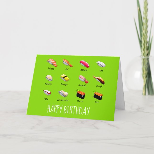 Wasabi sushi Japanese cute food Card (Front)