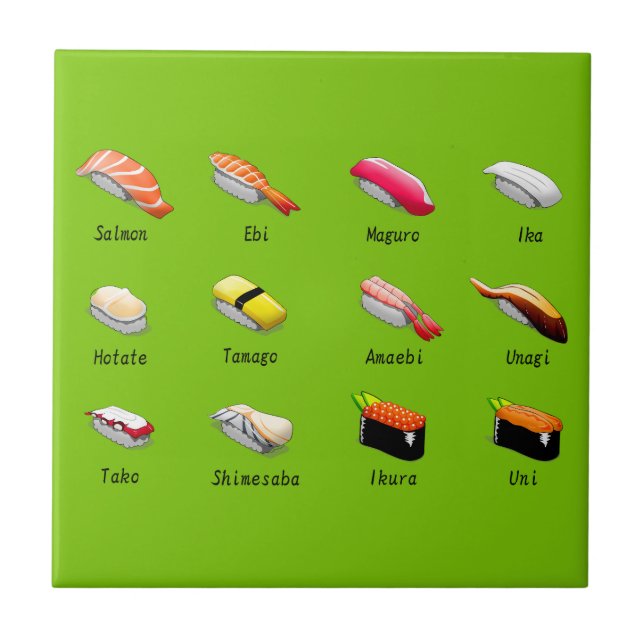 Wasabi sushi Japanese cute food Ceramic Tile (Front)