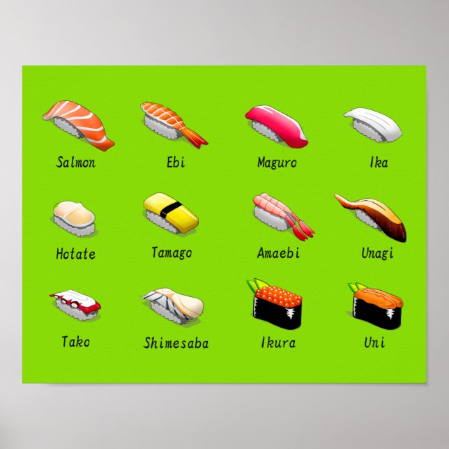 Wasabi sushi Japanese cute food Poster (Front)