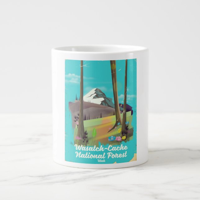 Wasatch-Cache National Forest Utah vacation poster Giant Coffee Mug (Front)
