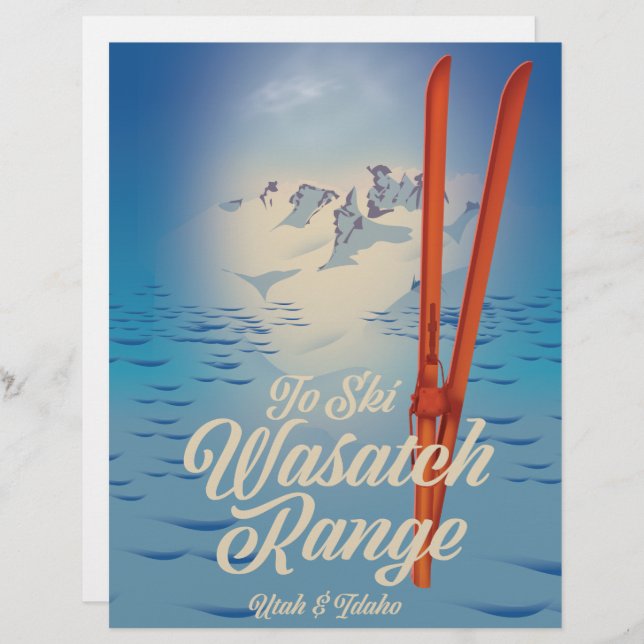 Wasatch Range Utah & Idaho Ski poster Letterhead (Front/Back)