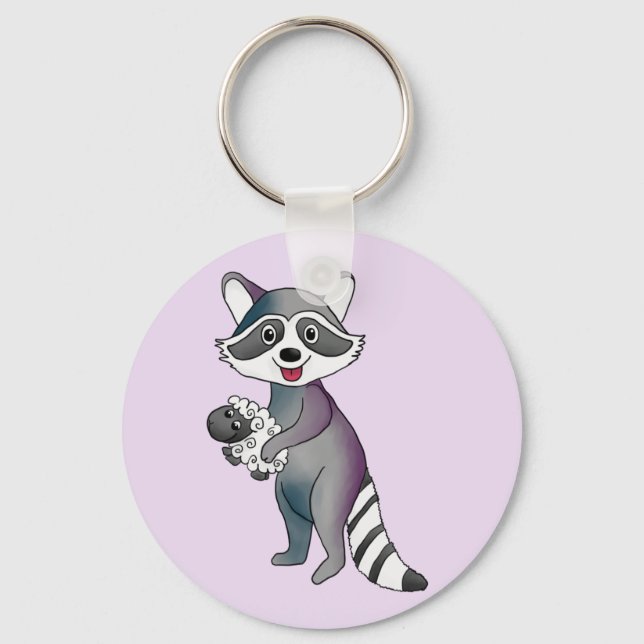 Waschbär mit Schäfchen Keychain (Front)