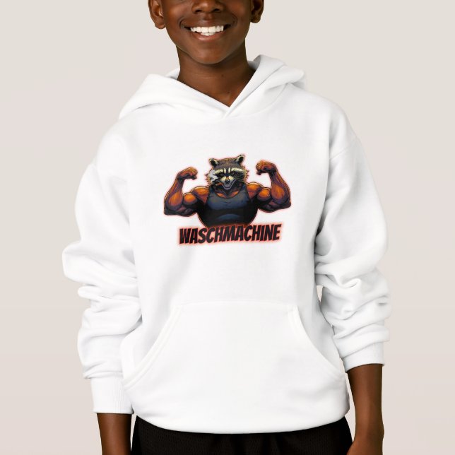 Waschmachine – Strong Raccoon Gym Design Hoodie (Front)